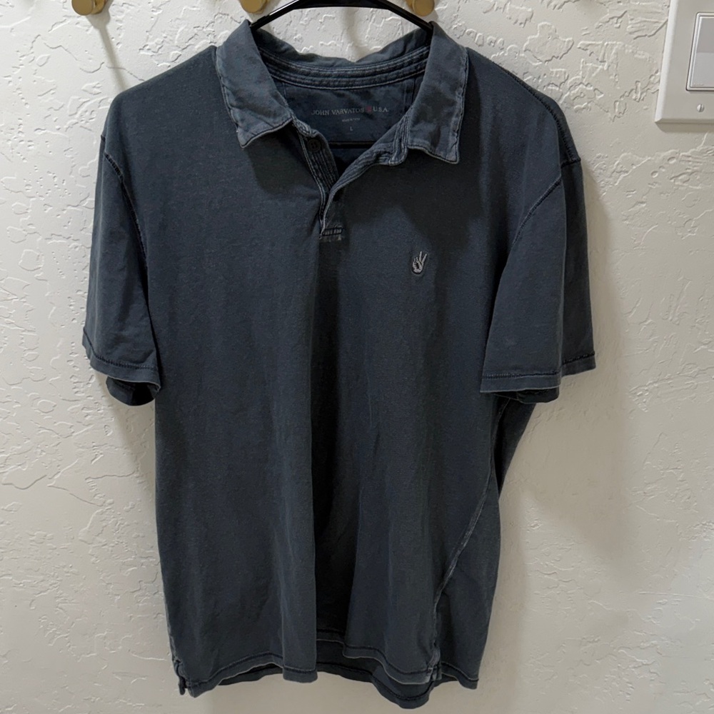 John Varvatos Charcoal Polo Shirt Large